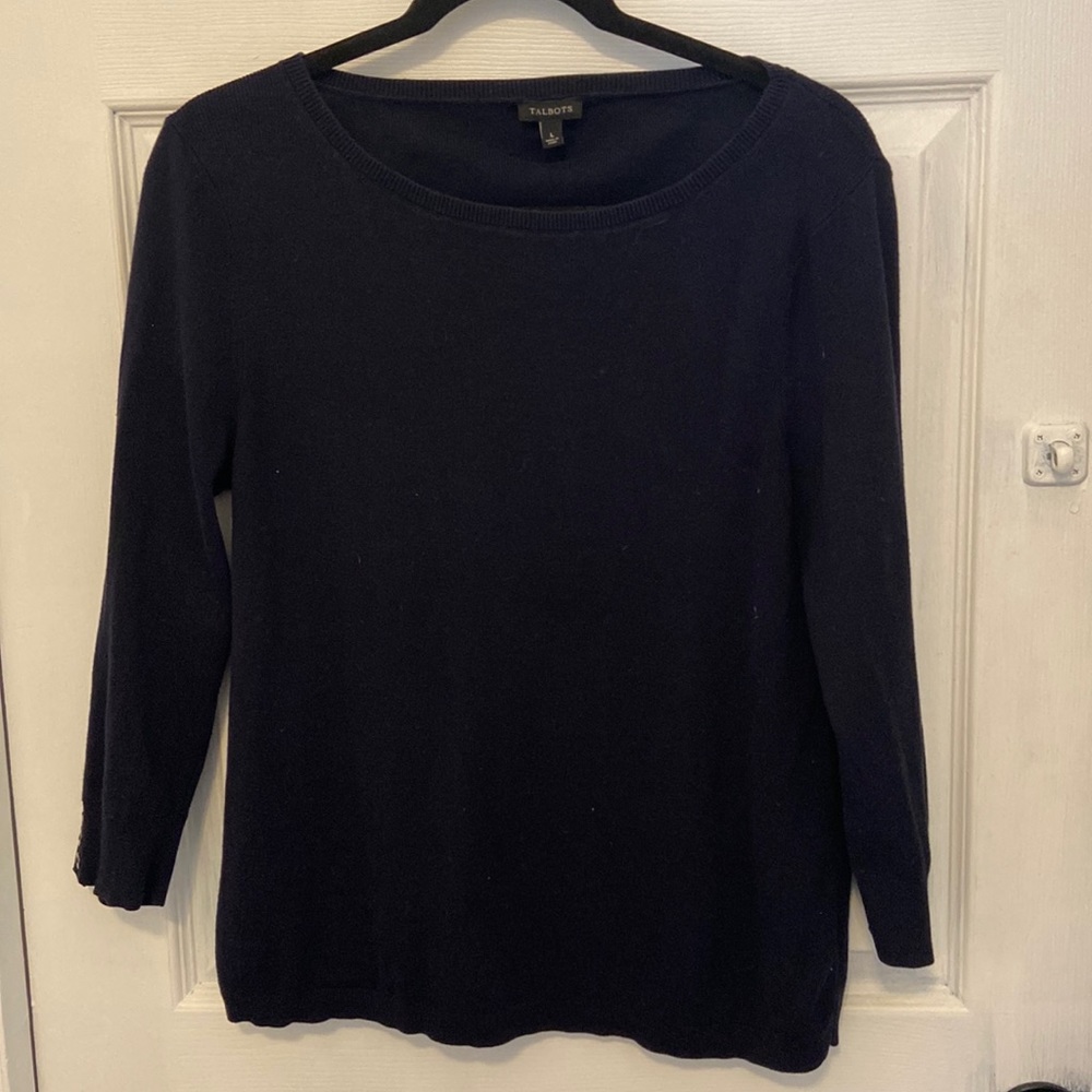 Talbots navy sweater shirt 3/4 sleeve